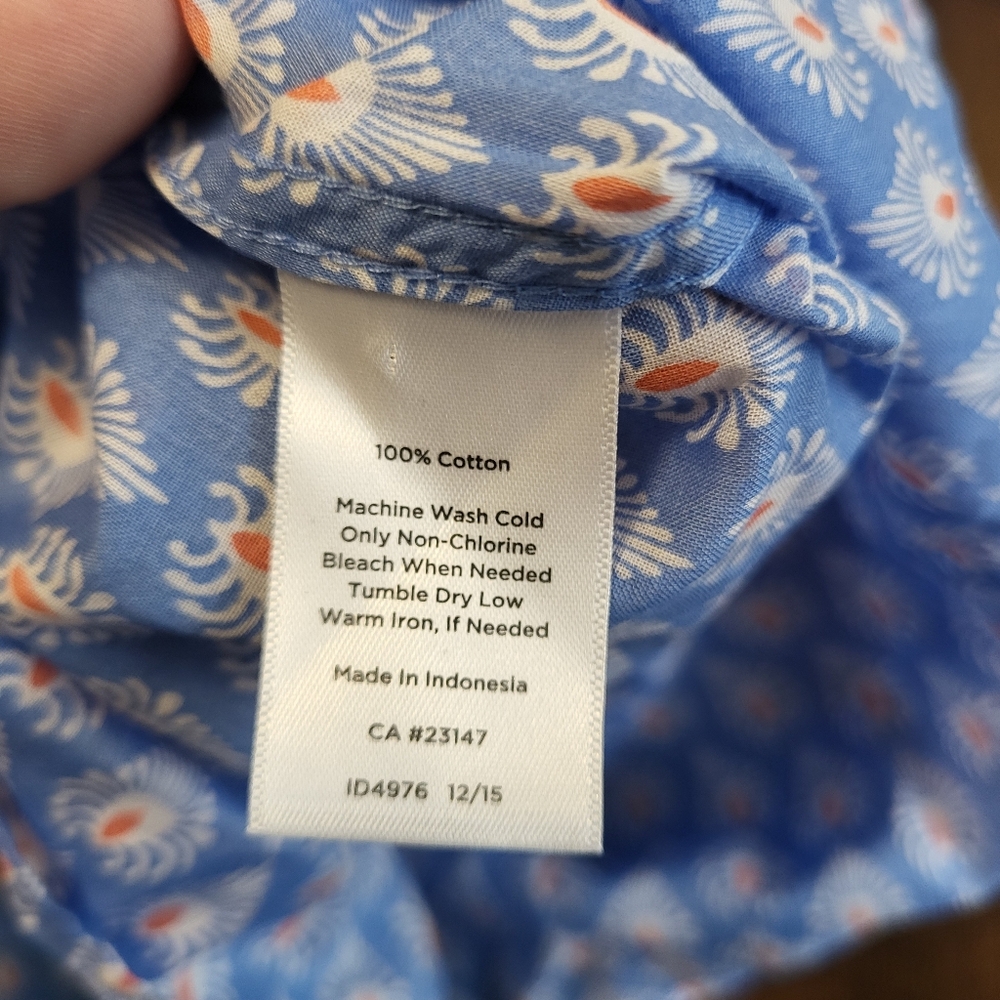 Talbots Light Blue Printed Button-Down Tunic - Picture 6 of 8